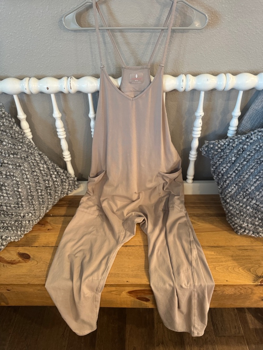 FP Movement Taupe Sleeveless Linen-Style Jumpsuit